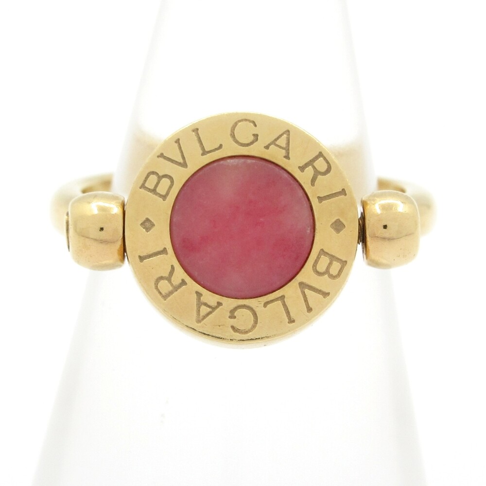 Bvlgari Flip ring Ring 18K Yellow Gold Coral Green Color Stone